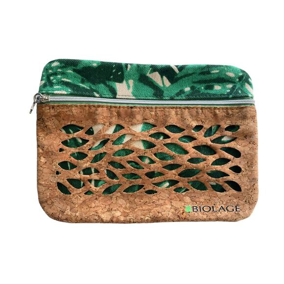 Biolage Zipper Pouch Tropical Leaves 6" x 8" Cork - Picture 1 of 6
